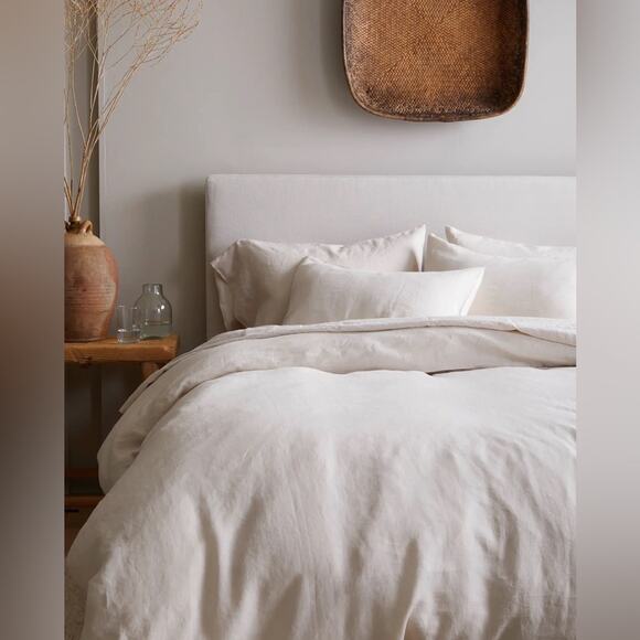 Quince European Linen Duvet Cover Set Sand Beige Size Queen/Full - Picture 1 of 9